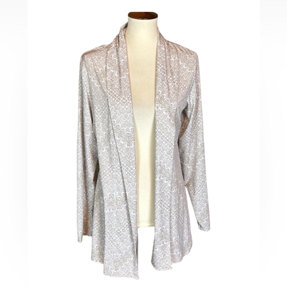 Coolibar taupe and white print sun wrap / shawl Size Large